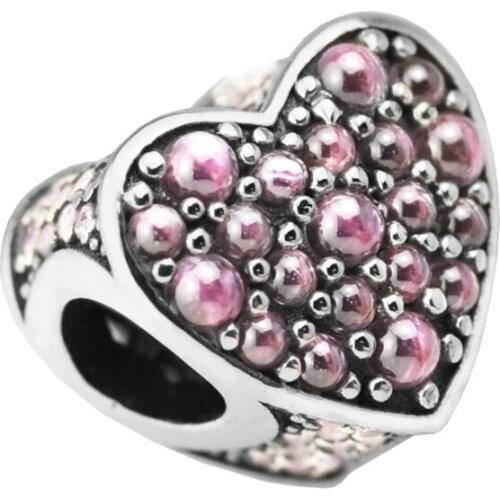 Pink Dazzling Heart Beads for Silver 925 Original Charms Bracelets Women Jewelry DIY Charm Crystal Beads for Jewelry Making
