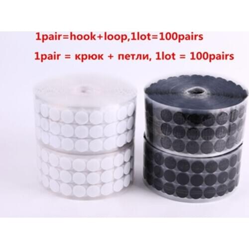 100Pairs Self Adhesive Fastener Tape 10/15/20/25/30mm Strong Glue Dots Sticker Hook And Loop White Black Round Coins Nylon Tape