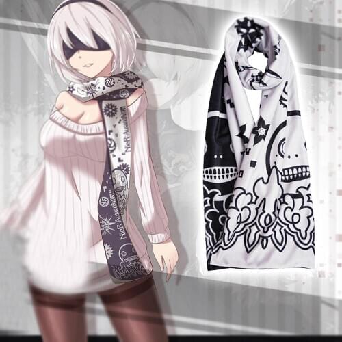 Anime Game NieR:Automata YoRHa 2B Cosplay Winter Autumn Cotton Fashion Scarf Men Women Warm Christmas Xmas Gift Scarves