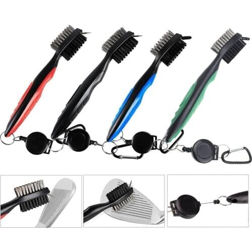 Golf Club Brush Groove Cleaner Dual Sided Nylon & Steel Golf Putter Wedge Ball Groove Cleaner Kit Cleaning Tool Golf Accessorie