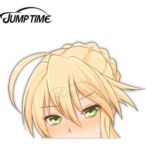 Jump Time Fate Grand Order Artoria Pendragon (Lancer) 2 8.4 Big Head Anime Peeker Vinyl Decal Waifu Kawaii Girl Car Stickers