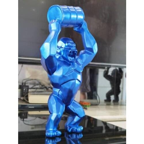 Modern Art 40cm Resin Sculpture King Kong Home Decoration Gorilla Office Desk Figure Statues Decor Black Red Silver Gold Blue