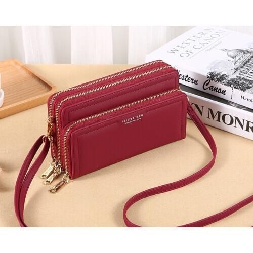 2020 new ladies long wallet high quality double zipper large capacity clutch multifunctional fashion one shoulder messenger bag