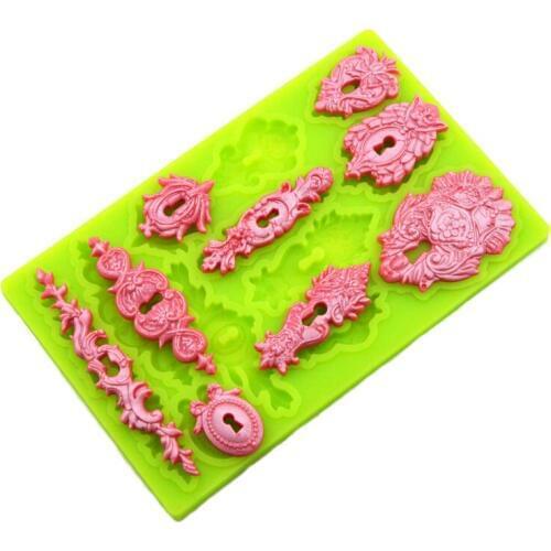 Vintage Embossed Court Lock Border Decoration Fondant Cake Silicone Mould DIY Baking Mould