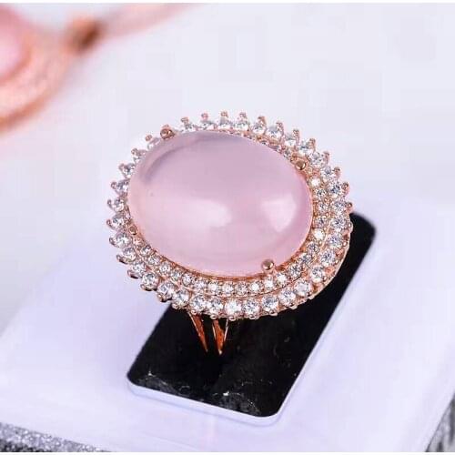 CoLife Jewelry Natural Rose Quartz Ring Classic 925 Silver Gemstone Ring Sterling Silver Rose Quartz Jewelry