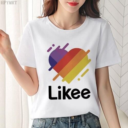 Likee Love printed female T-shirt Harajuku womens summer short-sleeved T-shirt fashion streetwear large size T-shirt white tops