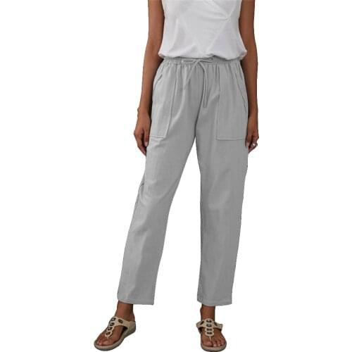 Womens Classic Pants High Waisted Solid Color Vintage Calf-Length Pencil Pants For Women 2021 Summer Trousers Spring Autumn