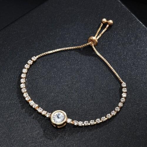 2019 Heart Round Bracelet Accessories Simple Cute Crystal Chain Bracelet for Women Charm Sweet Jewelry Gift bracelet femme jonc