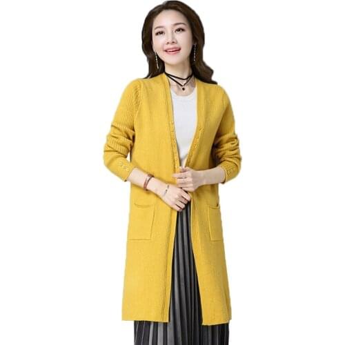 Knitted Sweater Cardigan Female Korean All-match V-neck pocket Sweater coat Women Plus Size Thin section Knit Cardigan Outerwear