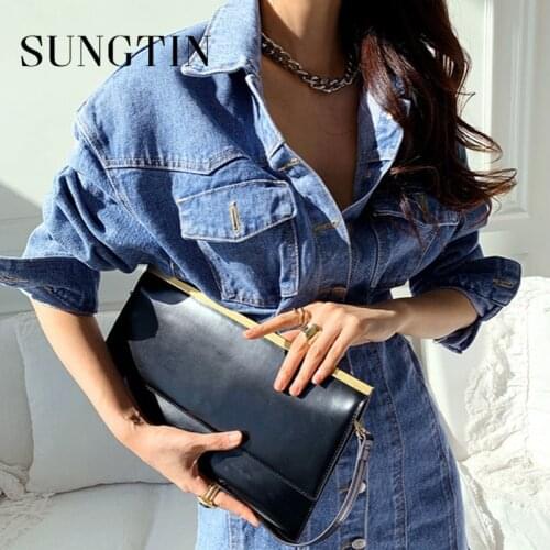 Sungtin Long Sleeve Mini Denim Dress Women High Quality Vintage Single Breasted Dresses Sexy Dress 2021 Spring Streetwear Cowboy