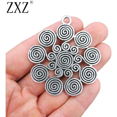 ZXZ 2pcs Tibetan Silver Tone Large Swirl Spiral Design Charms Pendants for Jewelry Making Accessories