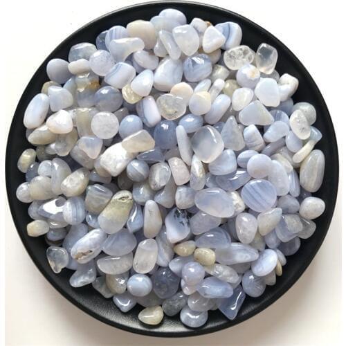 100g Light Blue Chalcedony Original Stone Crystal Gravel Home Decor Buddhist Minerals Garden Flowerpot Specimen FengShui