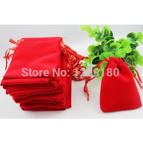 10x12cm 50Pcs/lot Red Velvet Drawstring Pouch Bag/Jewelry Bag Christmas/Wedding Gift Bag (K00197)