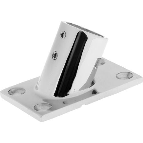 3pcs Stainless Steel Deck Rectangular Base 7/8" 60 Deg For Marine Handrail
