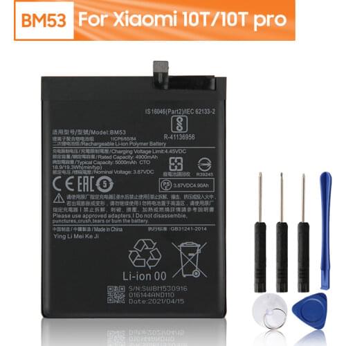 Xiao Mi Original BM53 Battery For Xiaomi 10T 10T Pro Mi 10T Mi 10T Pro Genuine Replacement Phone Battery 5000mAh With Free Tools