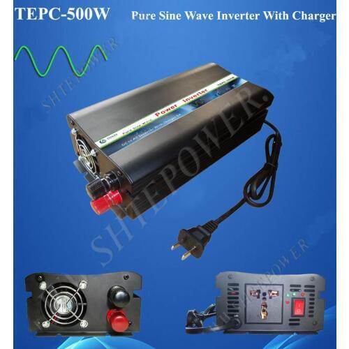Free shipping!DC input to ac output 500w pure sine wave off grid tie inverter with charger 50HZ 60HZ