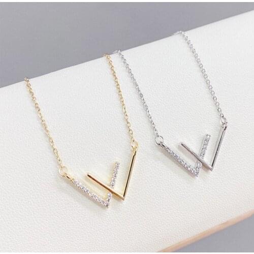 BOTU 2021 Fashion Creative Letter W Necklace Women Personality Simple Double V Gold Trendy Temperament Ornament Jewelry Women