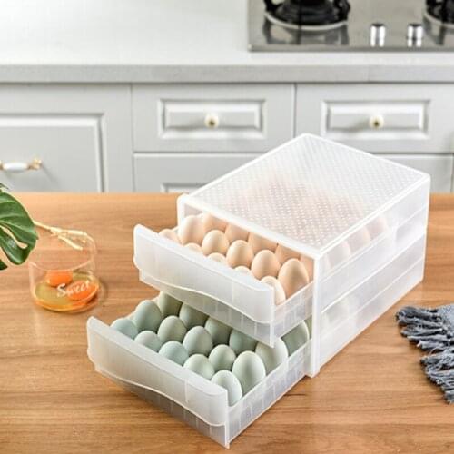 Household Egg Box Drawer Egg Storage Box Transparent Plastic Food Grade Material Refrigerator Fresh Egg Storage Holder