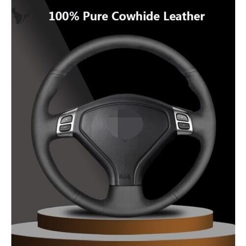 Hand-stitched Black Genuine Leather Steering Wheel Cover for Subaru For ester 2004-2006 Outback 2004 2005 Legacy 2004 2005 2006