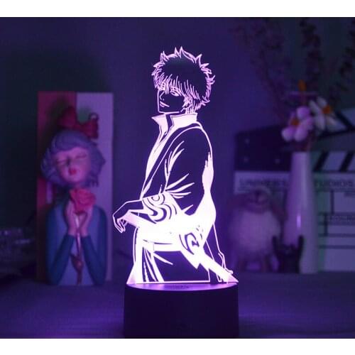 GINTAMA Figure Sakata Gintoki 3D Illusion Lamp Manga Art Deco Lighting Decoration Bedroom Bedside Workspace Computer Desk Setup