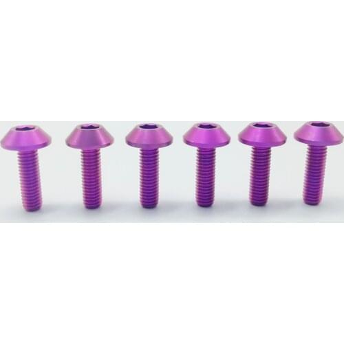 Purple M6x20mm GR5 Titanium Ti Umbrella Head Motorcycle Decorative Bolt 6pcs/lot