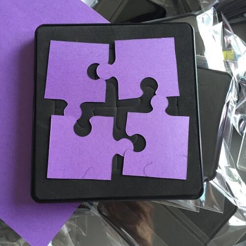 Puzzle shape scrapbooking die custom cutting for paper and felt crafts 15.8mm thick, Square 4x4inch-4pcs