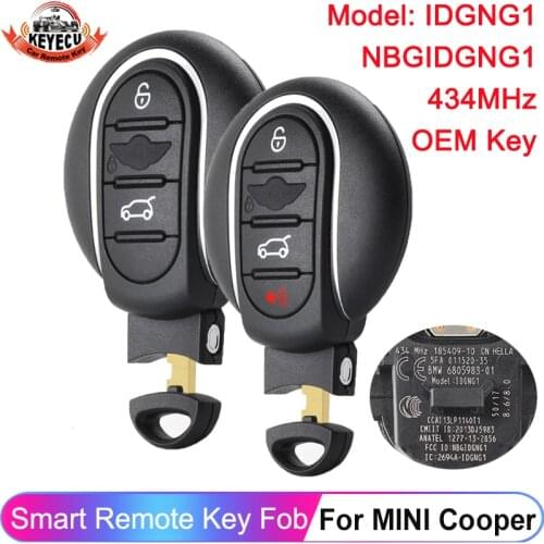 KEYECU Aftermart Smart Remote Car Key Fob 3 Button 433MHz for BMW MINI cooper 2016 2017 with insert key IC: 2694A-IDGNG1