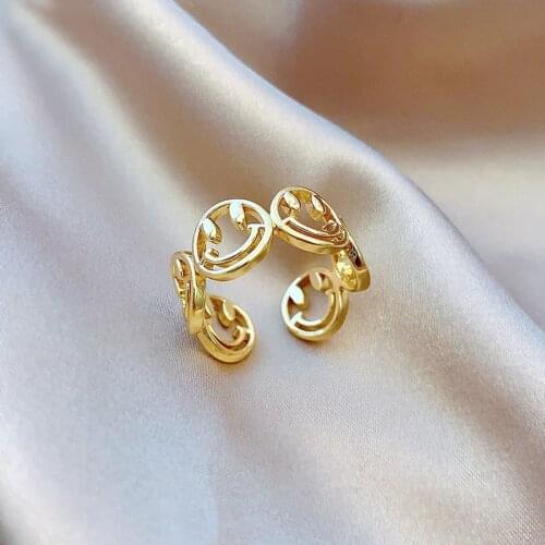 New Smiley Face Ring For Women Happy Face Smiley Adjustable Open Rings Best Friend Gift Jewelry Accessories Bridesmaid