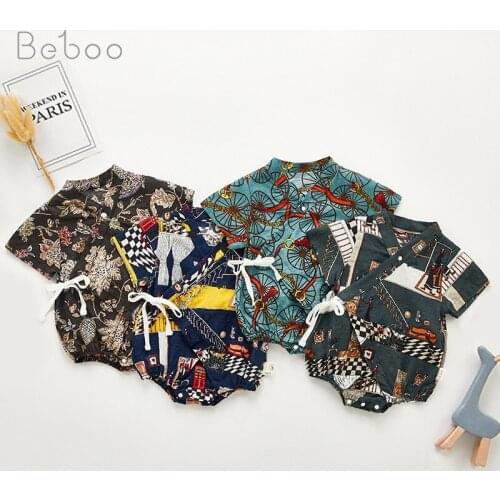 Summer Newborn Baby Bodysuit Toddler Boys Climbing Clothing Unisex Pure Cotton Short Sleeve Jumpsuit Babies Clothes 0-24m Infant