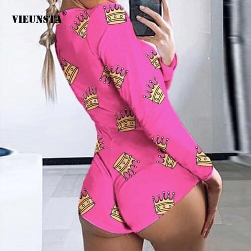 2XL Women Spring Soft V Neck Print Jumpsuit Sexy Skinny Long Sleeve Homewear Playsuits Casual One Piece Party Bodysuits Pajamas