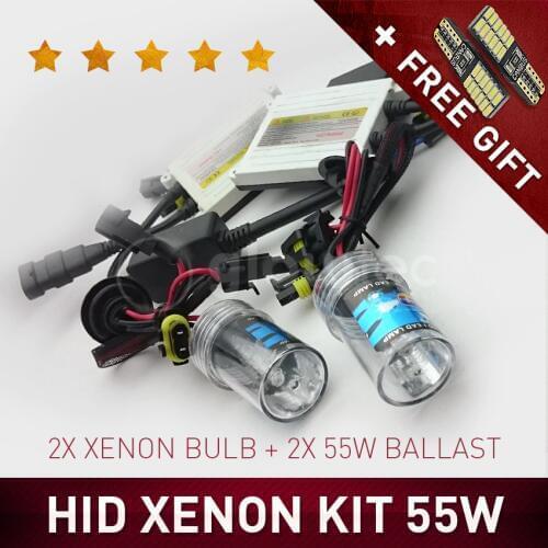 55W HID KIT HEADLIGHT SLIM BALLAST AC H7 H3 H4 H7 H8 H9 H11 9005 9006 6000K 4300K 8000K H4 55W all color FREE GIFT GLOWTEC