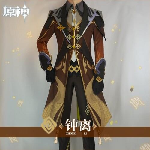 Anime Game Genshin Impact Project Cosplay Costume Zhong Li Cos Man Cosplay Uniform Costume Set Male Jacket