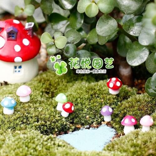 5PCS Fairy Garden Miniatures Mini Mushroom Garden Decoration Resin Mushroom Craft Miniature Fairy Figurines Manualidades