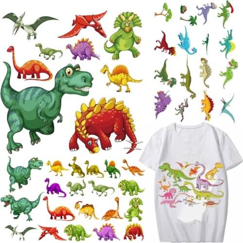 Anime Patch clothing stickers Dinosaur MONSTER BIG BIRD Cartoon Iron on Transfer Patches for Kids Clothes Applique DIY Heat P