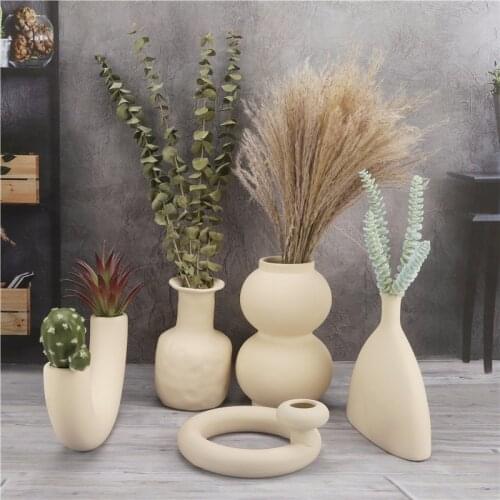 Nordic Minimalist Ceramic Creative Vase Ornaments Dried Flower Arrangement Art Living Room TV Cabinet Desktop Decoration