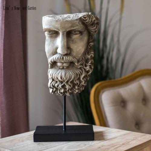 Prometheus face table stand handmade antique resin status