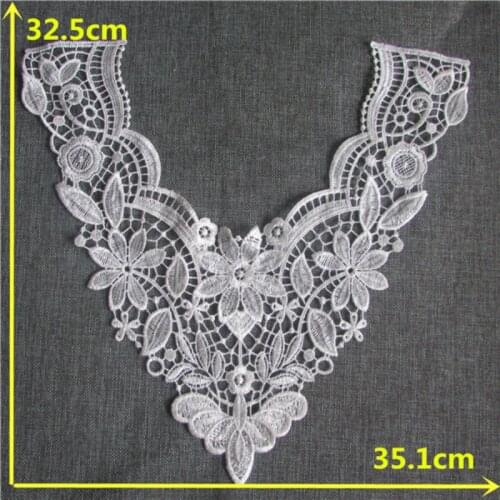 Sexy White 3d Mesh Fabric Tulle Lace If Looming Collar Floral Embroidered Applique Decorated Women Sewing Supplies Scrapbooking