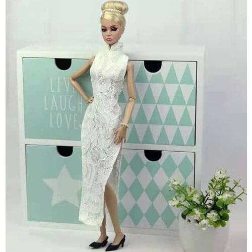 Handmade Chinese Traditional Dress For Barbie Clothes Cheongsam Vestido High Neck Qipao Party Gown 1/6 BJD Dolls Accessories Toy