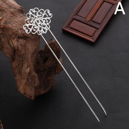 Retro Copper Flower Hairpin Tiaras Chinese Style Wedding Bridal Hair Fork Hair Copper Hairpin Fork U-shaped For Women Accessorie