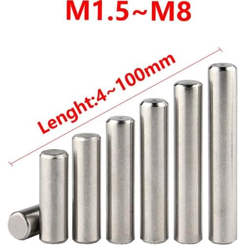 304 Stainless Steel bar Cylindrical Pin Chamfering Locating Dowle Pin solid pin M1.5 M2 M2.5 M3 M4 M5 M6 M8 stick 4-100mm