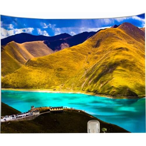 Tibet Mountain River Background Wall Cloth Tapestry Fabric Wall Hanging Blanket Nature Scenery Carpet