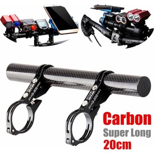 GUB g202 Carbon Fiber Bicycle HandleBar Extender Lengthen Mount Lamp Lightweight MTB Road Bike Flashlight Computer Phone Holder