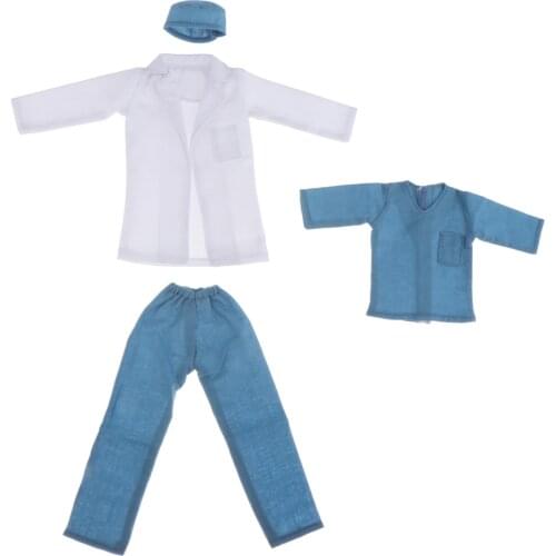 1/6 Male Dolls Dress Up Accessories Doctor Suit Work Gowns Uniform Lab Coat for Action Figure, Kids Birthday Gifts