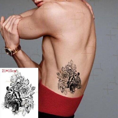 Waterproof Temporary Tattoo Sticker Tiger Peony Flower Flash Tattos Crown Lion Swallow Body Art Arm Fake Tatoo Women Men