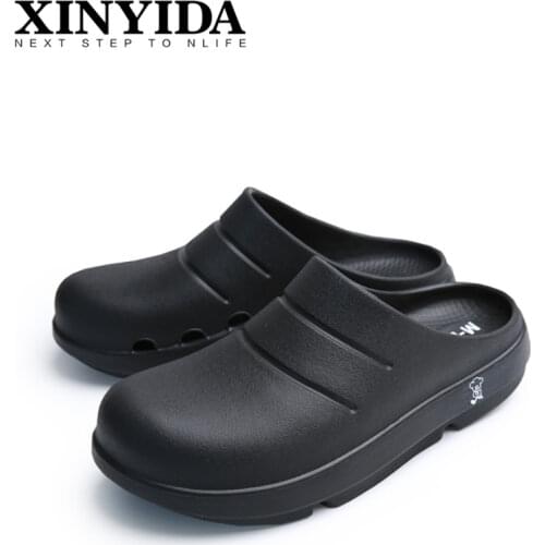 High-Elastic Damping Kitchen Work Shoes Waterproof Oil-Proof Casual Chef Shoes Non-slip Safety Shoes Flat Sandals Big Size 35-46