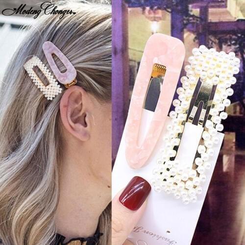 2pcs Sweet Headwear Hair Ornament Hairpins Barrettes Fashion Women Girls Elegant Pearls Hair Clips Headband Hair Accessories HOt