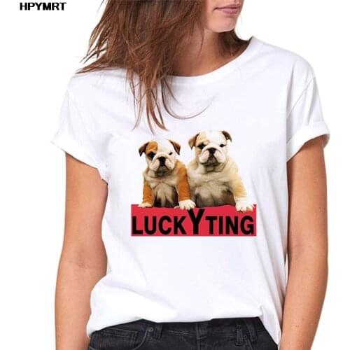 Women Cute Dog Fashion Tshirt Clothes Funny Luck Shar Pei Printed Harajuku Graphics Top Tee T Shirt Female Short sleeve T-shirt