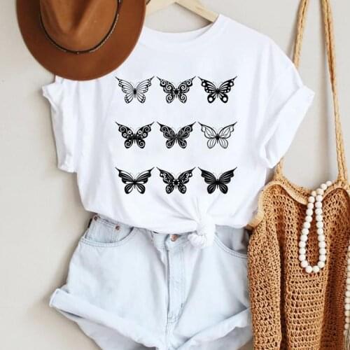 Women Cartoon Butterfly Kawaii 90s Cute Clothing Fashion Summer Lady Print Tee Graphic T Top Female Tshirts Clothes T-Shirt