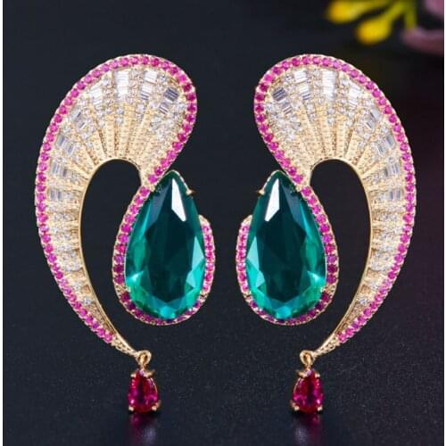 Zlxgirl jewelry hot quality Half Round Big Water Drop Dangle Earrings for Women wedding bijoux Perfect AAA zirconia Stud Earring