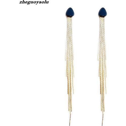 New Temperament Face Thin Plate Tassel Long Section For Women Earrings Net Red Personality Wild Small Earrings Wholesale Jewelry